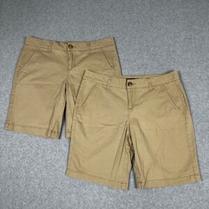 Lot of 2 Aeropostale Khaki Chino Shorts Womens Size 8 Flat Front Casual Bundle